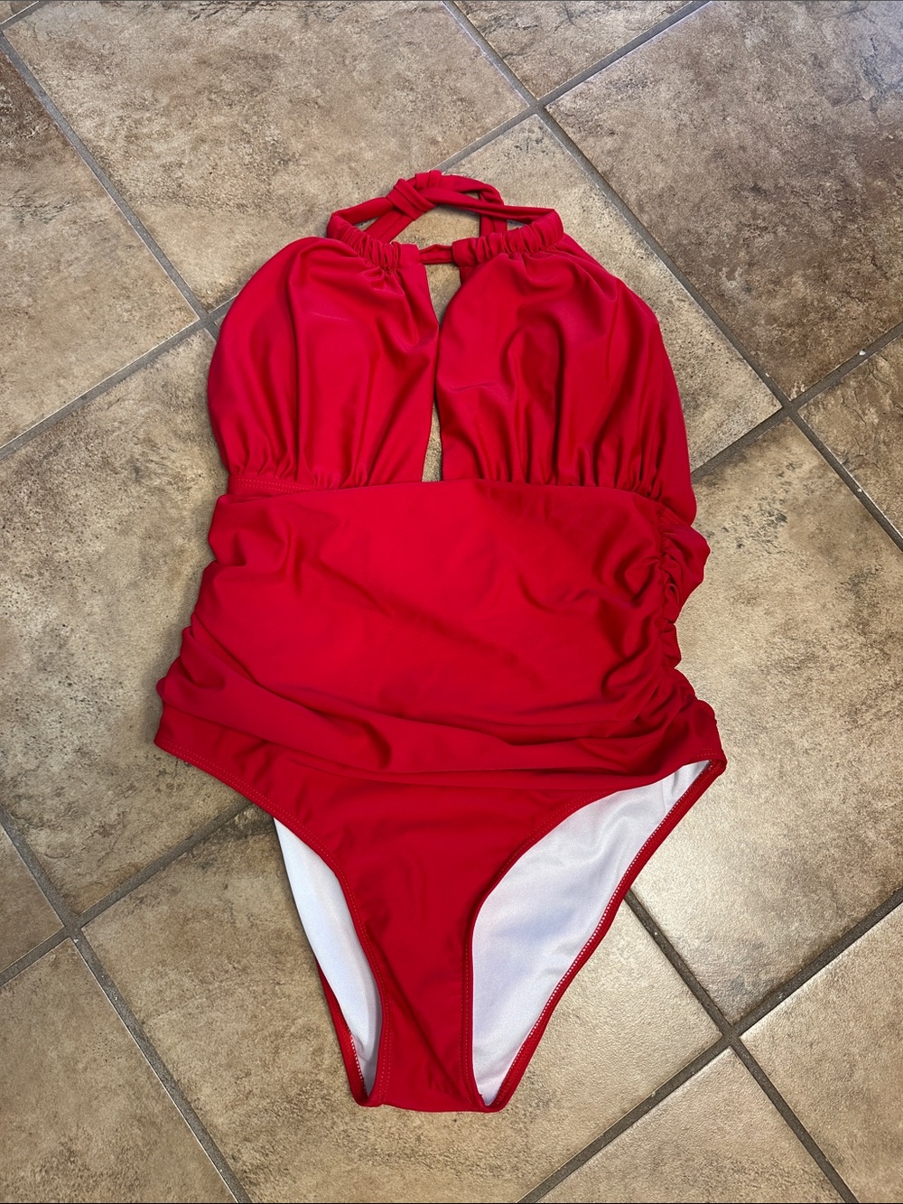 Red Halter One-Piece Swimsuit